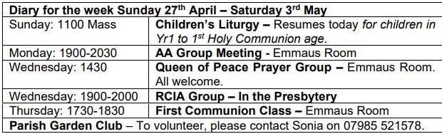 Parish Events this week.