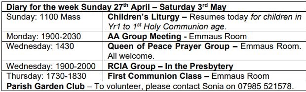 Parish Events this week.