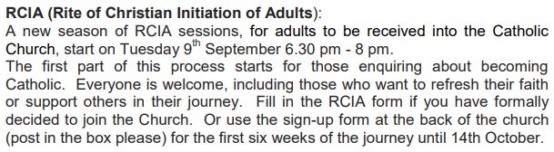 Parish Events this week.